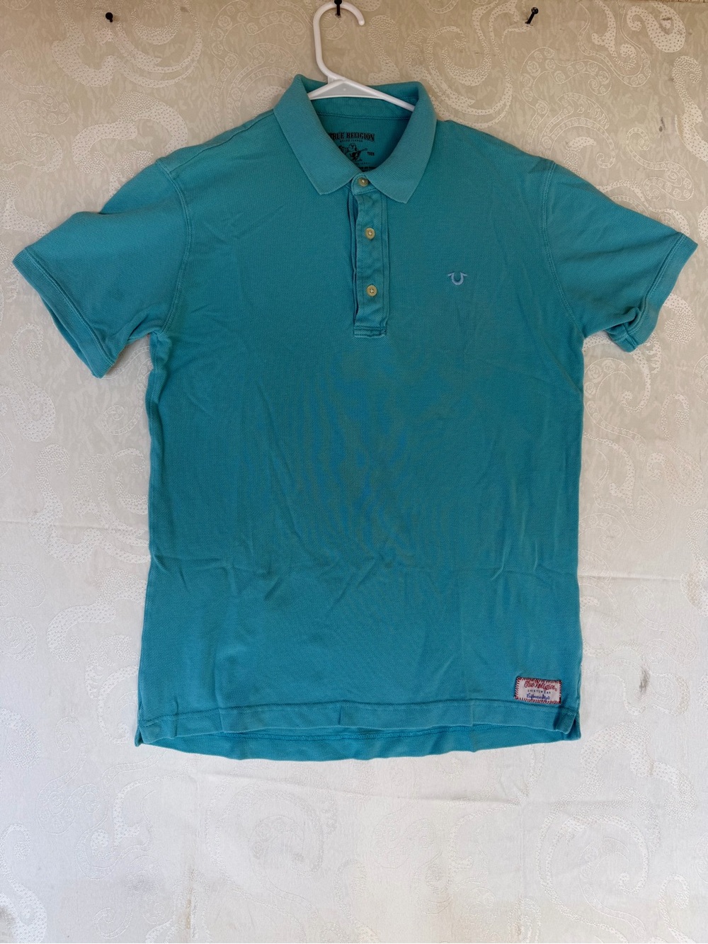 True Religion Men's Teal Short Sleeve Polo